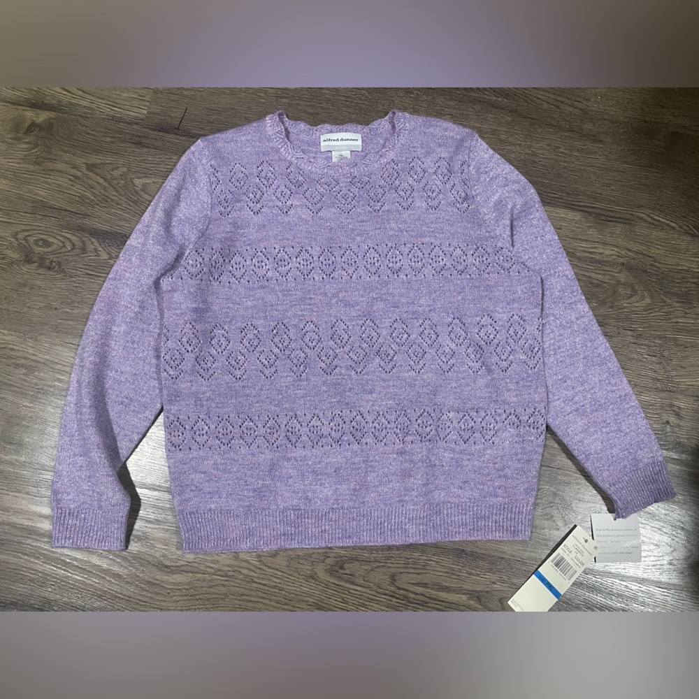Alfred Dunner Petite Sparkly Purple Sweater, Women’s PXL, NWT